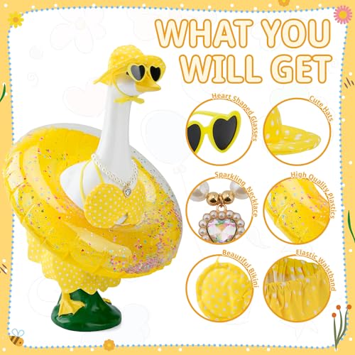 Hawaiian Goose Outfit Summer Porch Goose Outfits Bikini Clothes for 23" 17" Cement Plastic Goose Cute Duck Costume for Outdoor Garden Yard Decor(6PCS) - style: Hawaiian