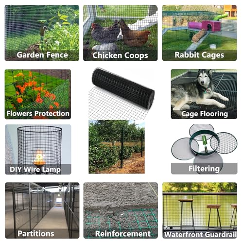 Black 16 Gauge Vinyl Coated Hardware Cloth 1 inch 24 in x100ft for Fencing | turdy yet flexible terrain for easy installation.Rigid barrier deters rabbits, gophers, and rodents. - size: 1 inch 24in x 100ft