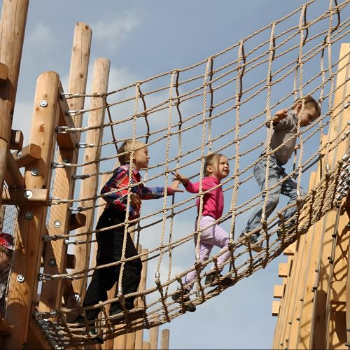 Jute Hemp Rope Net (3ftx9ft), Heavy Duty Natural Climbing Safety Rope Netting Balcony Stairs Fence Garden Playground Protection Net Indoor & Outdoor Decor Rope Net - size: 3ftx9ft