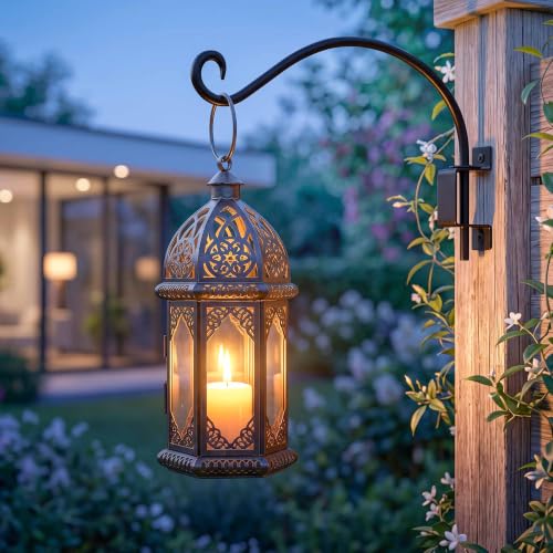 Swivel Plant Hanger Bracket Outdoor 2-Pack, 16" 60lbs Heavy-Duty Metal Hook | 180° Adjustable Rotation, Rust-Resistant Coating, Complete Hardware Included, for Hanging Baskets Bird Feeders Lanterns - size: 16"-2PCs