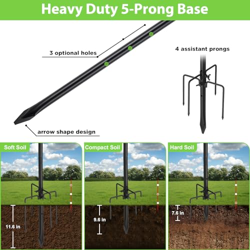 Bird Feeder Pole, 78" Shepherds Hooks for Outdoor, Hummingbird Feeders Stand Heavy Duty with Stable 5-Prong Base, Hanging Plant Shepherd Hook Hanger Stick for Outside Garden Yard Wedding - size: 78"