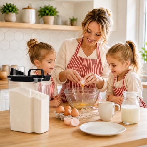 10 Lbs Rice Storage Container Dispenser, Slim Food Bin for Cereal, Flour | Airtight Sturdy Plastic Dry Food Container with Wide Pour Spout for Grain, Oatmeal, Bean, 5 Lbs Dog, Cat, Pet Food, Bird Seed - color: Black