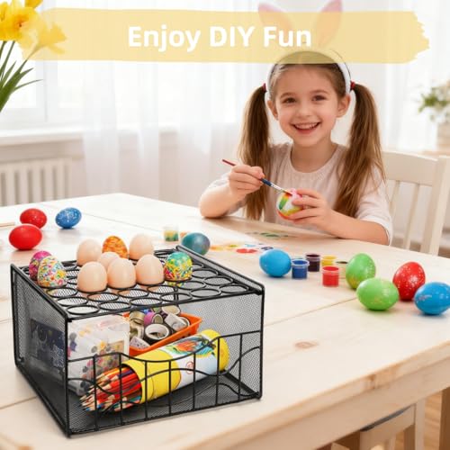 WRINGKIT Large Egg Basket for Gathering, Holds 36 + 100 Eggs | 2 Tier Fresh Egg Collecting Holder with Slide Tray, Metal Wire Farm Eggs Storage Rack for Counter, Easter Egg, Fruit, Veggie