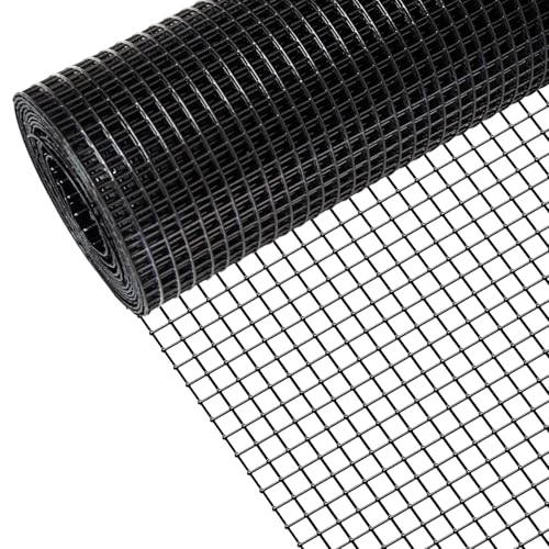 Zevemomo 36" x 100' 1/2inch Hardware Cloth, Black Vinyl Coated Chicken Wire Fence Galvanized Welded Mesh Roll for Home Garden Rabbit Cage - size: 36" x 100' 1/2inch