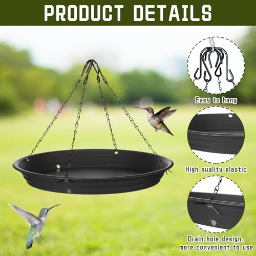 Briwooody 2 Sets 12.8'' Bird Seed Catcher Tray Platform Bird Feeder Large Hanging Tray Fits Most Feeders Catches Most Falling Seed and Husk Outdoor Yard Garden Backyard for Attracting Birds, Black - size: 12.8''