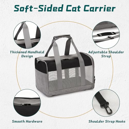 PINVNBY Bunny Carrier for Travel Camping Outdoor, Small Pet Carrier, Guinea Pig Carrier, Breathable Pet Portable Hand Bag for Hamster Rabbit Guinea Pig（Black & Gray） - color: Black & Gray