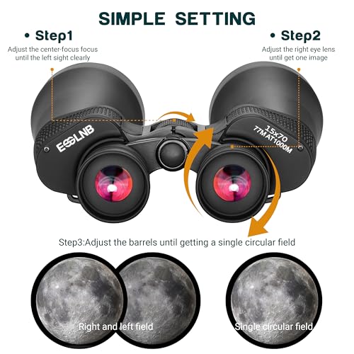 ESSLNB Giant Binoculars Astronomy 15X70 with Phone Adapter Tripod Adapter and Carrying Bag FMC Waterproof Binoculars for Adults Kids - size: Small