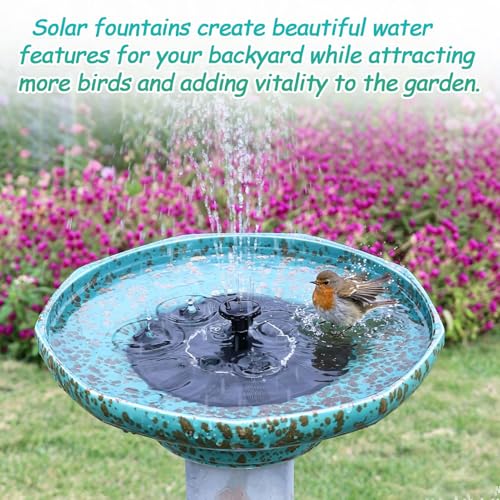 11.6" Solar Ceramic Bird Bath Bowl,Bird Bath Fountain for Outside | Solar Fountain for Bird Bath,Weather-Resistant Vintage BirdBaths Decorfor Garden Patio Yard Deck Lawn (blue) - color: Blue