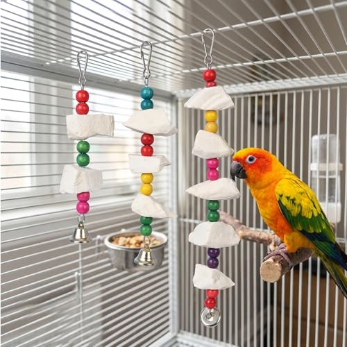 Cuttlebone for Birds, 3 Pack Natural Calcium Supplement and Beak Maintenance Toys, Bird Cage Accessories for Parakeets Small to Medium Pet Birds, Interactive Play and Nutritional Support