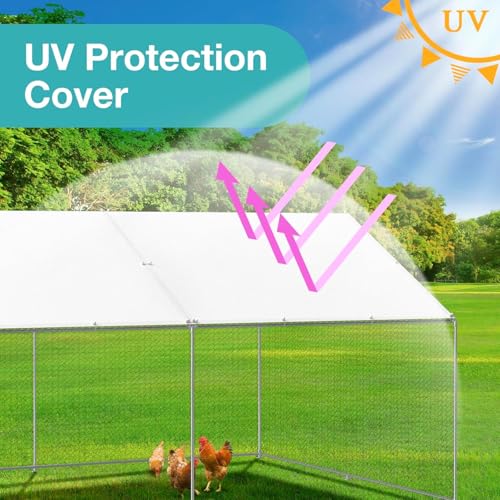 2 Pack Chicken Coop Cover Waterproof, 11.3 * 6.3 FT Chicken Run Cover Coop Tarp, Large Chicken Coop, Duck Coop Tarp Replacement,White (Top Cover Only, Frame Not Included) - size: 11.3x6.3 FT