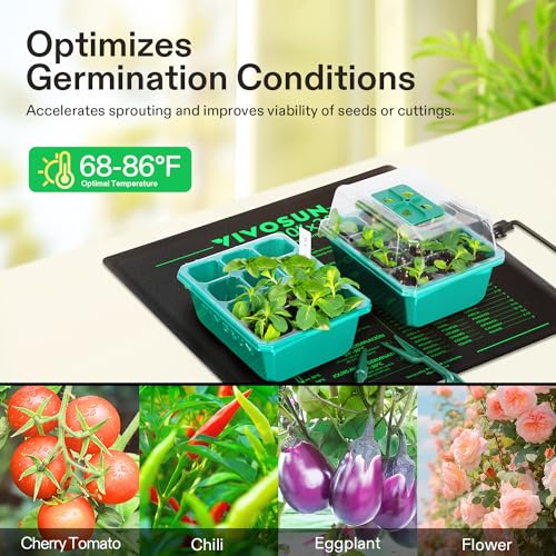 VIVOSUN 20" x 20.75" Seedling Heat Mat and Digital Thermostat Combo Set | UL & MET-Certified Warm Hydroponic Heating Pad for Germination, Indoor Gardening, Greenhouse - size: 20"x20.75"