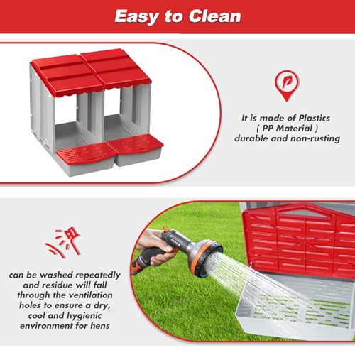 2 Hole Chicken Nesting Box with Rolling Egg Collection Design | Rolling Egg Collection & Protection Nesting Boxes, Avoid Broken Eggs, Ideal for Coops, Backyard & Family Chicken Raising - size: 2 Compartment