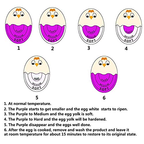 TOFOREVO Egg Timers for Hard Boiled Eggs Timer Purple 6 Pack | BPA-Free, Color Changing Tells When Eggs are Ready - color: Purple
