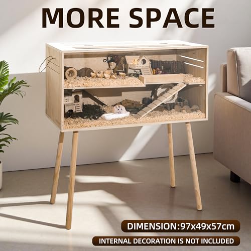 Pine Small Animals Houses&Habitats Chewproof, 40" Pine Guinea Pig Cage Hamster Cage for Small Animals (40" Large, High-Legged Stick) - size: 40.0"L x 20.0"W x 20.0"H