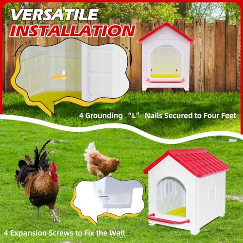 Waterproof Plastic Chicken Nesting Box & Compact Hen House for Coop | Comes with Washable Nesting Pad, Easy-Clean Spacious Nesting Box, Suitable for Hens, Ducks, Rabbits & Backyard Poultry - color: Red