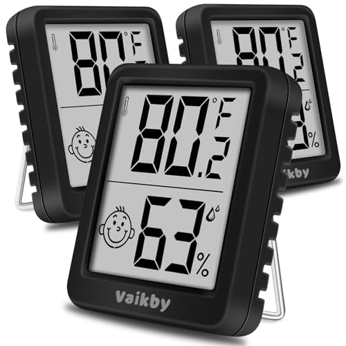 Indoor Humidity Meter Hygrometer 3Pack, Room Thermometer for Accurate Room Temperature Monitor, Digital Hygrometer with Indoor Thermometer for Home, Baby Nursery, and Humidity Sensor Enhanced Comfort - color: Black