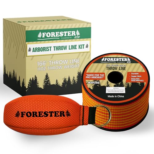 FORESTER Arborist Throw Line Kit | Throw Weight & 166ft Rope | Ultra Slick 100% Polyester Rope | Arborist Equipment for Tree Climbing - style: 11oz Throw Weight