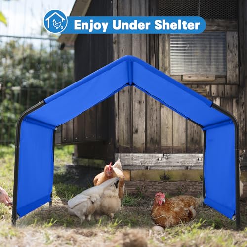 Outdoor Dog Tent, 4'x4'x3' Dog Shade House Shelter for Large Medium Pets | Outside Pet Canopy House for Livestock Pigs Cats with Waterproof Roof Ground Nails, Bright Blue - color: Bright Blue