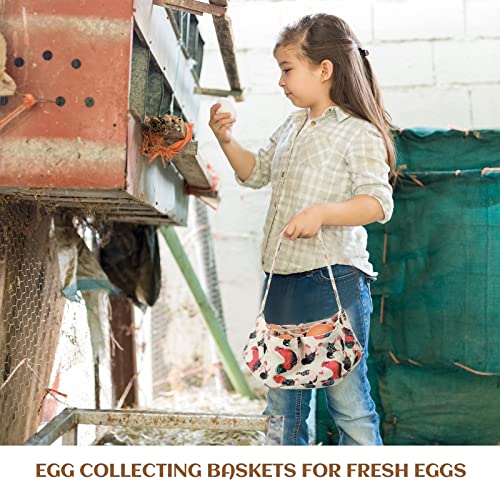 2 Pieces Egg Basket Mini Egg Collecting Bags Gathering Basket with 7 Pouches for Farmhouse Chicken Hen Duck Goose Housewife Garden Transporting Storage, 8 x 2.6 Inch(Cute) - color: Cute