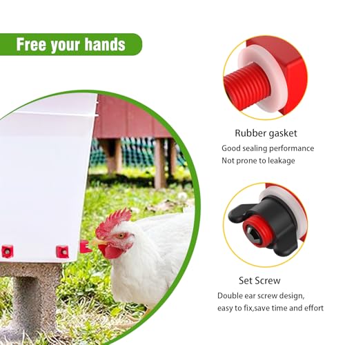 Horizontal Chicken Water Nipples Automatic Poultry Waterer Nipples Kit Drinker with Drill Bit(10)