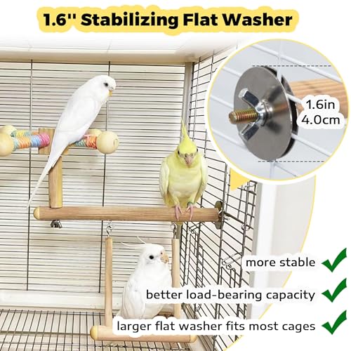 Bird Spinning Perch & Swing Toy Combo, Multi-Functional Parrot Toy | Bird Toys for Parrots with 360° Spin Function, Hanging Parakeet Swing Cage Toys, Wooden Activity Gym for Cockatiel Lovebird