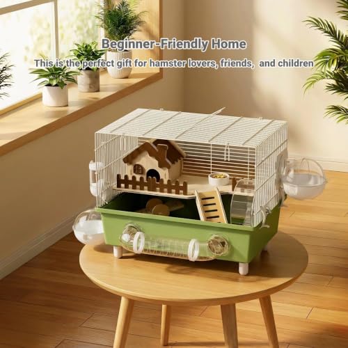 18.5" Bite-Proof Metal Hamster Cage, Fully Equipped, Easy Clean | With Running Wheel, Hideout, and Platform – a Small Animal Cage Suitable for Dwarf Hamsters, Mice, Rats, and Guinea Pigs