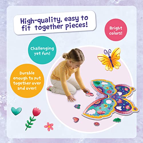 Peaceable Kingdom Jumbo Butterfly Floor Puzzle 53 Pieces | A 53-piece floor puzzle that builds focus and patience. Includes corded Handle for Easy Carrying. Ages 5+. - style: Butterfly