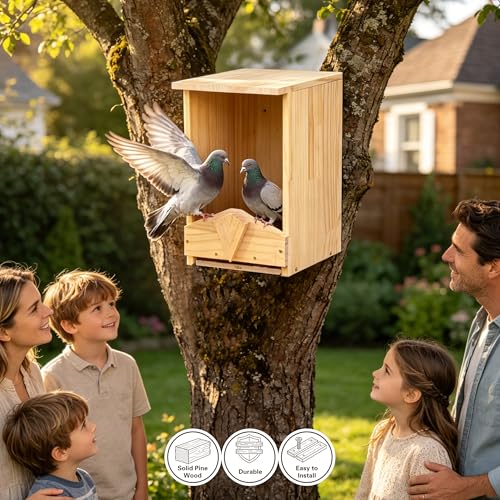 Handcrafted Mourning Dove Bird House – Outdoor Solid Wood Nesting Box with Predator Guard, Easy to Mount for Backyard Garden Patio