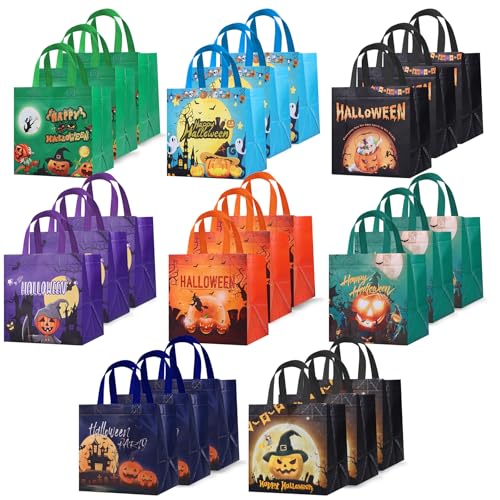 24PCS Halloween Trick or Treat Bags, Large Halloween Tote Gift Bags with Handles, Reusable Non-Woven Candy Bag for Gifts Wrapping, Party Supplies, 7.9 * 7.9 * 6.3inch - color: 24PCS Halloween Bags