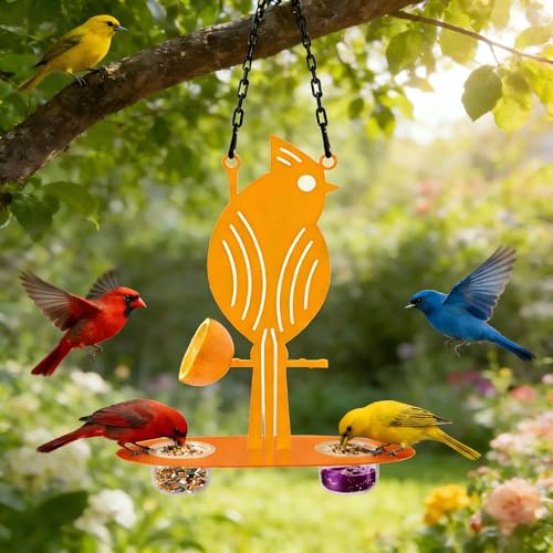 Hanging Oriole Bird Feeder (2026) with Clear PP Bowl, Perch, and Attachment Prongs for Clementines, Mandarins, and Oranges Outdoor Decor for Garden Backyard Patio and Deck