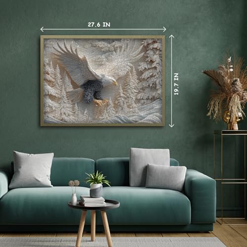 The Carved Eagle Jigsaw Puzzle 1000 Pieces, Majestic Bald Eagle Bird Puzzles for Adults,White Forest Art Nature Puzzle Animal, Unique Challenging Impossible Hard Puzzles - style: The Carved Eagle puzzle