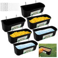 6 PCS Black Goat Feeder Hanging Pig Feeder with Clips 5 Quart Chicken Feeder Trough Poultry Feeder Hanging Goat Mineral Feeder Chicken Coop Feeder and Waters for Livestock, Pets, Poultry - color: Black