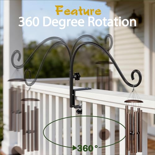 16 Inch Deck Hooks Railing Plant Hanger 2PCS, Shepherd Hook Swivel | Heavy Duty Deck Hooks for Railing, 360° Swinging Plant Hanger Bracket Outdoor, Solid Iron Plant Hangers for Deck Railing - size: 16Inch -2PCS