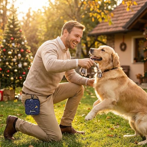 Dog Treat Pouch with Training Clicker,Waterproof Nylon Fabric Poop Bag Holders for Leashes,Hands Free Small Dog Walking Bag with Carabiner, Pet Puppy Training Walking Essentials (Moose) - color: Moose
