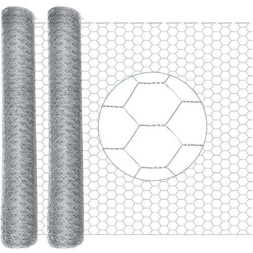 GlikCeil 24 in x 200 ft Chicken Wire Fencing Metal Floral Chicken Wire Mesh for Crafts Poultry Garden, 1 Inch Hexagonal Galvanized Hardware Cloth Netting for Poultry Coop Barrier Rabbit Cage (Silver) - color: Silver, size: 24 in X 200 ft