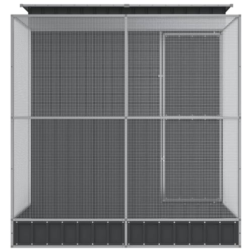 Galvanised Steel Bird Cage with Extension 82.3x79.9x85.0 in | Outdoor Aviary, Lockable Door, Steel Mesh Grid, for Parrots Rabbits Ducks Chickens - size: 82.3" x 79.9" x 85"