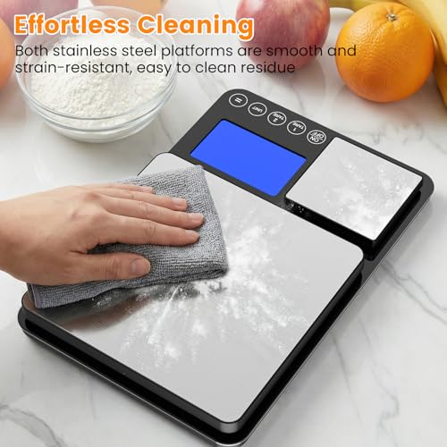 KKZ 0.001oz/33lb Kitchen Scale, Dual Platform Food Scale Grams and Ounces | for Weight Loss Baking Cooking Meal Prep Sourdough Bread, Stainless Steel, Auto-off, Tare&Summation Functions - size: AAA battery version