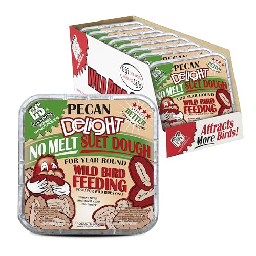 C&S Pecan Delight No Melt Suet Dough, Suet Cakes for Wild Birds Including Nuthatches, Woodpeckers, Chickadees and More, 11.75 Ounces, Pack of 8 - size: 1.47 Ounce (Pack of 8), style: Pecan, 8 Pack
