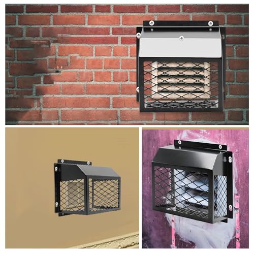 Universal Dryer Exhaust Guard Vent Cover Outside | 7"x7"x5" Heavy Duty Ventilation Bird Cage to Prevents Birds & Rodents from Entering Exhaust for 3" to 4" Bathroom Exhaust Fan - color: Black