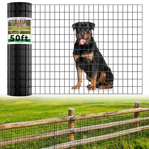Welded Wire Fence, 50ft(L) x 36inch(H) PVC Anti-Rust Coated Wire Mesh, 2 Inch x 3 Inch 16GA Garden Edging Border, Roll Metal Animal Barrier for Yard Vegetable Plant Protection Poultry Netting - size: 50ft(L) x 36inch(H)