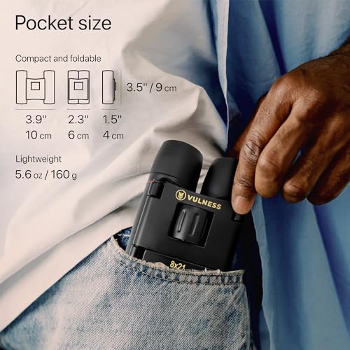 VULNESS Binoculars for Adults, Small Mini Travel Essentials, 8X21, Black | Compact Binoculars for Camping, Cruise Ship, Hiking Gear, Bird Watching, Norwegian, Alaska, Costa Rica, Must Haves, Gifts - color: Black