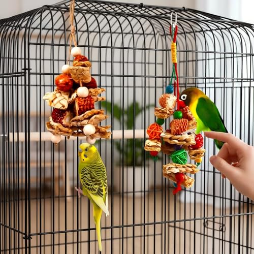 2pcs Bird Toys for Parakeets,Parrot Cage Chewing Hanging Toy | Bird Foraging Toys,Parrot Toy For Conure Cockatiel Budgies Lovebird