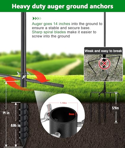 Heavy Duty Bird Feeder Pole - 60 Inch Adjustable 1 Inch Metal Bird House Pole with 14” Deep Auger Base | Outdoor Mount Kit for Bluebird Houses, Hummingbird Feeders, Smart Bird Feeder with Camera - size: 60"
