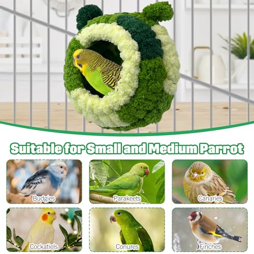 Hamiledyi Bird Nest Warm Snuggle Hut Bird Bed Fluffy Bird Sleeping Bed Parrot Nest Hammock Bird Shed Hut House Plush Snuggle Bird Hammock for Parakeets Cockatiels Conures Lovebirds (Medium) - size: Medium