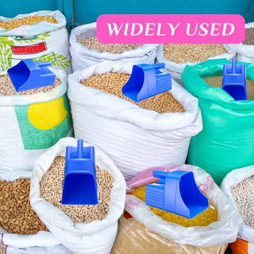 6 Pcs Plastic Feed Scoop Enclosed Feed Scoop with Measure Marks Heavy Duty Durable Stackable for Horse Goat Ranchers Livestock Homesteaders Feeding Supplies (Blue) - color: Blue