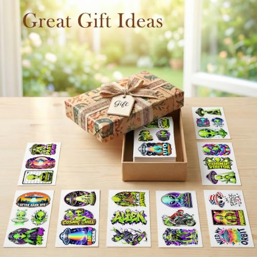 30PCS Alien Stickers for Teens Adults, Saucer Outer Space Sci Fi | Vinyl Waterproof Matte Decals for Laptop Water Bottle Skateboard Helmet Car - color: Alien 30 Stickers