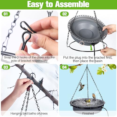 Bird Baths for Outdoors, Bird Bath Bowl Water Feeder Outdoor for Hummingbirds for Garden Yard Patio Lawn, Ideal for Attracting Birds (Handing Style)