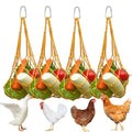 Chicken Vegetable Hanging Feeder 4 PCS, Reusable String Bag with Hook for Chicken Toys, Poultry Fruit Holder for Hens and Ducks, No Mess Lettuce Cabbage Feeder for Enrichment(Yellow) - color: Yellow