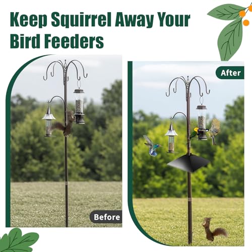 Metal Squirrel Baffle for 4x4 Post, 17 Inch Squirrel Guard for for Bird Feeder Poles, Wooden Pole Mount Squirrel Proof to Keep Squirrels and Raccoons Out of Bird feeders, Black