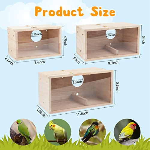 Rypet Parakeet Nesting Box, Cockatiel Bird Nest Box with Perch(M) | Wood Bird Cage House, Transparent Thwartwise Design, Warm & Durable for Cockatiel Lovebirds Budgie Finch Parrotlets Canary - size: Medium
